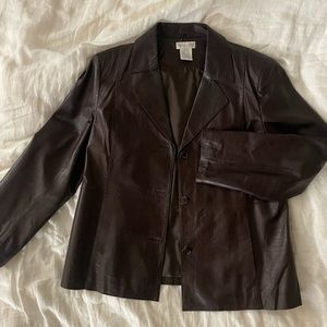 Genuine leather vintage blazer chocolate brown